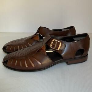 Egoss Brown Leather Fisherman Sandals Men’s Size 43 EU 10 US – Made in India